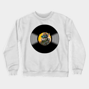 Steampunk Rat On Vinyl Record Crewneck Sweatshirt